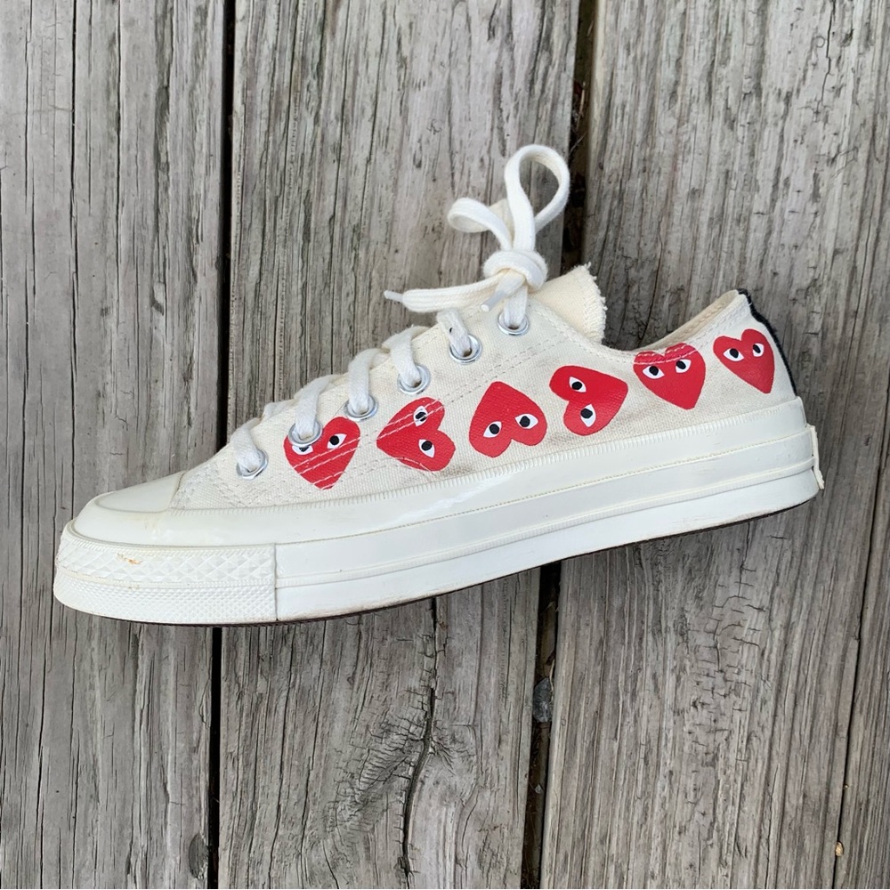 Comme des Garcons Off White and Red Women's Sneakers